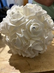 (3) Vintage Handmade Satin Wedding Bouquets Floral With Stones