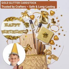BVMGTT 10 Sheets Gold Glitter Cardstock 250GSM/92lb No 8.5 X 11 Inches,