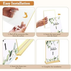 6 Pack 5×7 Inch Clear Acrylic Sign Holders, Double-Sided Gold Display 5″ × 7″