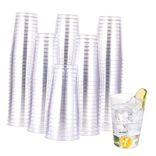 12 oz Clear Plastic Cups, 100 Pack Heavy-duty Party Glasses, Clear-12oz-100