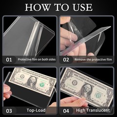 90PCS Clear Banknote Holders – Top-Load 90 Pcs [6.6″x2.8″], Pure Transparent