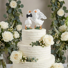 Couple Goose Wedding Cake Topper Handmade Goose Figurines Bride Groom Engagement
