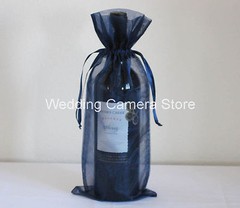 12 Quality navy blue Organza Bags -Bottle/Wine bags gift, 6×14″