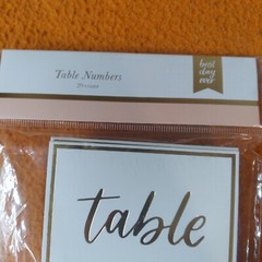 Gold Table Numbers for Wedding Reception Single Sided 1-20 3.5 in x 5 in.