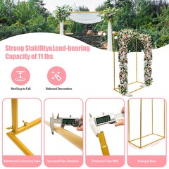 Gold Rectangle Wedding Arch 5.9ft Metal Balloon Backdrop Frame Stand