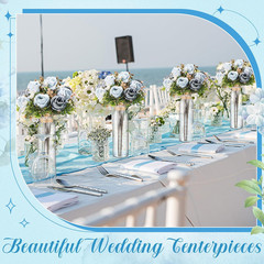 Blue Rose Centerpiece Decor – 10 Sets with Mason Jars for Weddings & Events