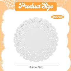 450Pcs 4.5inch White Lace Paper Doilies, Floral Round Decorative Doilies for