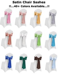 200 Satin Chair Sashes Bow Silky Band for Wedding Banquet Party Event decoration