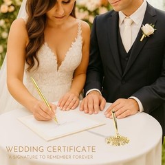 3 PCS Gold Ballpoint Pen with Stand for Wedding – Ornate Gold Plated