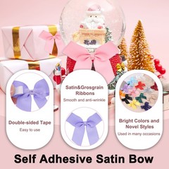 24Pcs Mini Grosgrain Ribbon Bow 2″ Self Adhesive Flower Bows Purple
