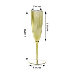 5 oz Gold Premium Metallic Plastic Champagne Flutes Disposable Flutes Wedding