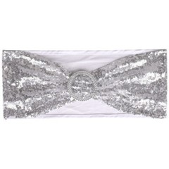 10-100Pcs Stretch Sequin Wedding Chair Bands with Buckle Slider Sashes Bow Decor