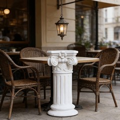12″Retro Elegant White Ancient Greek Style Roman Column for Garden Decoration