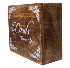 ARTISENIA Wooden Wedding Card Box with Slit Gift 12″ X 10″ X 4.5″, Brown