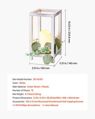 VEVOR 12 Set Wooden Wedding Lantern with LED Candles and Eucalyptus Wreath White