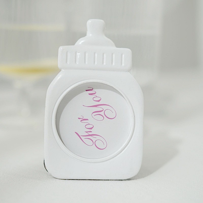 WHITE PINK 4 Mini 4″ PICTURE FRAMES Feeding Bottle Baby Shower Favors Party Home