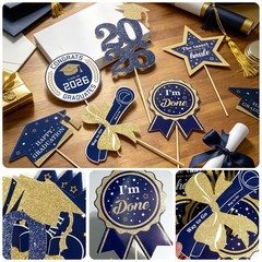 Graduation Party Centerpieces Decorations for Tables Class 30pcs, Navy Blue