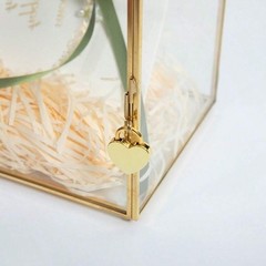 Gold Glass Card Box with Lock 10.2×5.9×8.3 Inches