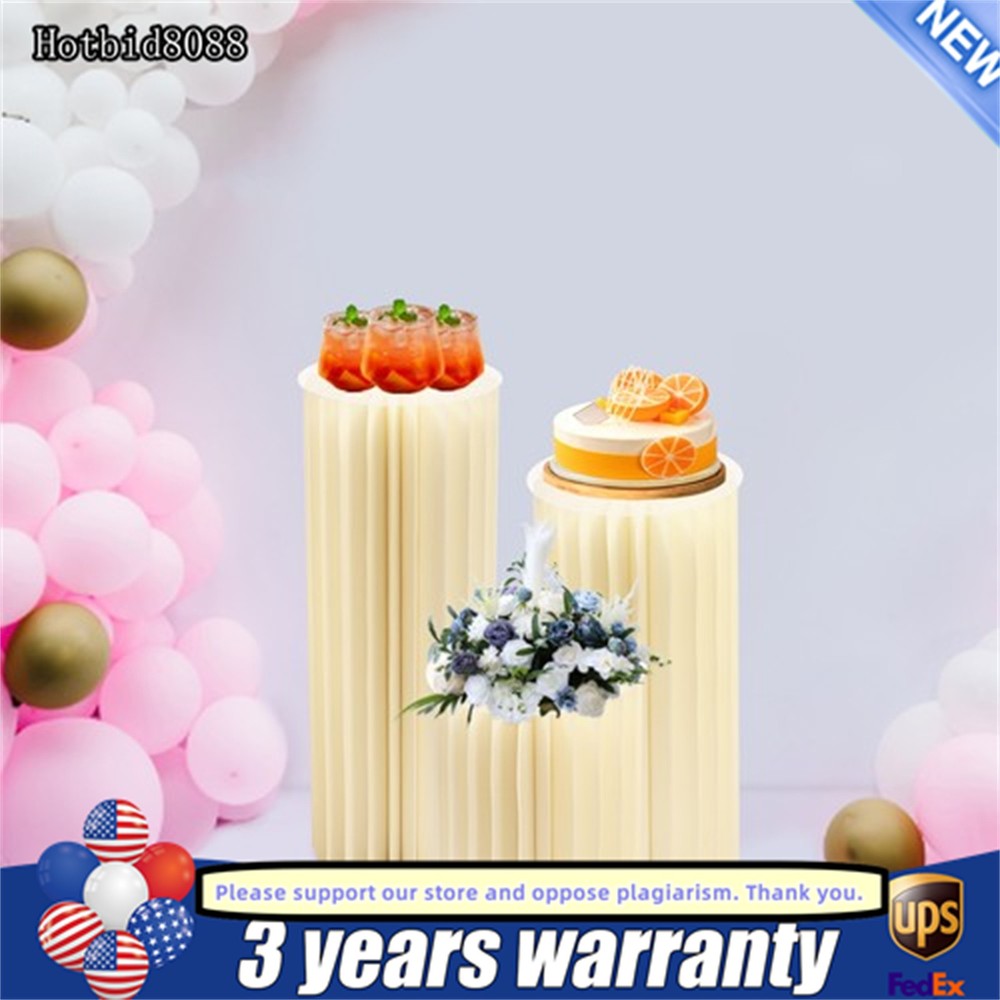 3-piece Foldable Paper Column Display Stands W/ Lights For Graduation/birthday