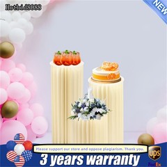 3-piece Foldable Paper Column Display Stands W/ Lights For Graduation/birthday