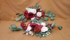 Burgundy Cream Floral Wedding Swags wedding arch Arrangements Set of 2
