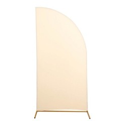 7 ft x 3 ft BEIGE Matte Fitted Spandex Half Moon Arch Stand Cover Wedding