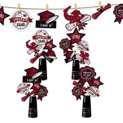 Graduation Decorations Maroon White Black 2026/Burgundy