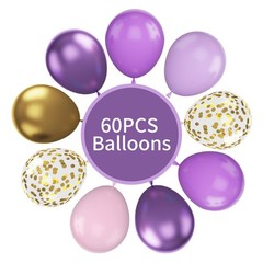 Pink and Purple Balloons, 60Pcs Pastel 12 Inch 12 inches,