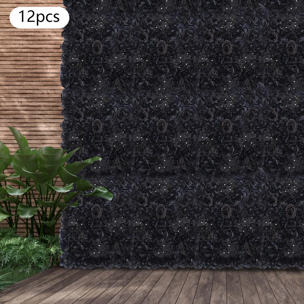 12Pcs Flowers Wall Panels Artificial Backdrop Hydrangeas, Dahlias, Roses Panels