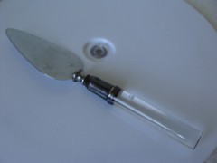 Vtg Cheese Pastry Cake Pie Server Knife Acrylic Sterling Silver Stainless Steel