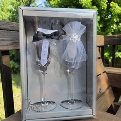 Bride & Groom Toasting Glasses By Studio His & Hers Wedding Decor Hand Wash Only