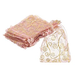 50 Pcs Pink-Glod 3.9″x5.9″ Organza Bags Candy Bags Mesh Bag Jewelry Bag