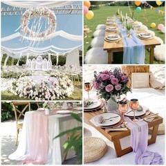 Chiffon Table Runner 10FT 28 x 120 Inch, Elegant Dining 10ft x 1pcs Sage Green
