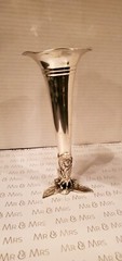 Bridal Bouquet Holder Fluted Rim Nickel Plated with Footed Base Vintage Look