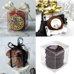 XP-ART 30 PCS Clear Favor Boxes,4 X 4 X 4 Inch Plastic Clear Gift Boxes for Wedd