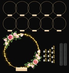 12 Inch 10 Sets Metal Floral Hoop Centerpiece with Wood Stands and LED Fairy …