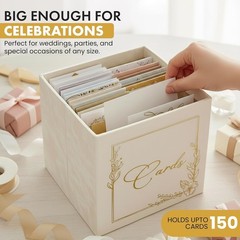 Wedding Card Box – 9″ x 9″ Collapsible Velvet – Covered Design – Cards Box fo…