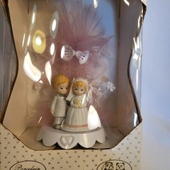Vintage Martha’s Porcelain Bride & Groom Flower Arch Wedding Cake Topper Boxed