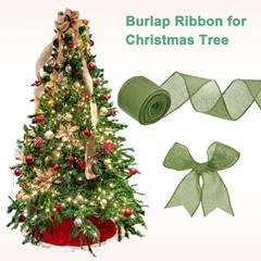 Burlap Ribbon, 2.5″ x 10 Yards Burlap Wired Edge Ribbon [Olive Green]