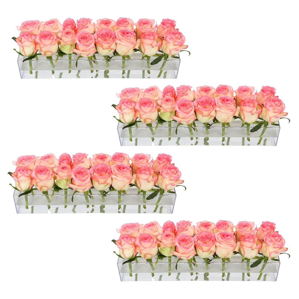 4 Pack Clear Acrylic Flower Vase Centerpiece for Dining 4Pcs,