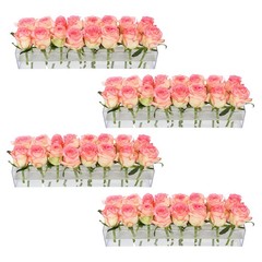 4 Pack Clear Acrylic Flower Vase Centerpiece for Dining 4Pcs,