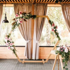 Hexagon Wedding Arch Backdrop Stand Flower Balloon Road Lead Archway Decorative