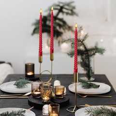 10 inch Spiral red Tapered Candles,-Set of 4 Tapered Candles, red Tall Candlesti