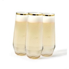 POP Gold Rim 9oz Diamond Flute SET OF 48, Premium Quality, Set of 48