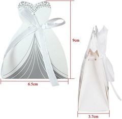 Elegant 100 Pack Wedding Favor Boxes – Tuxedo & Dress Design, White & Black