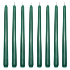 Set of 8 10 Inch Tall Green Taper Candles, Dripless Unscented 8 Packs,