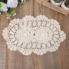 2 PCS Crochet Table Doilies, Elegant Lace Placemats for Furniture, Oval Lace