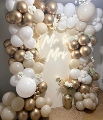White Sand Gold Balloon Garland Arch kit 144pcs Beige Nude