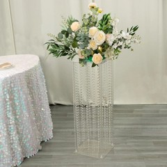 32″ CLEAR Acrylic Centerpiece STAND Hanging Crystal Beads Party Home Decorations