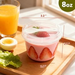 8oz Plastic Dessert Cups with Lids and Spoons, Clear Yogurt 8oz 25 Pack